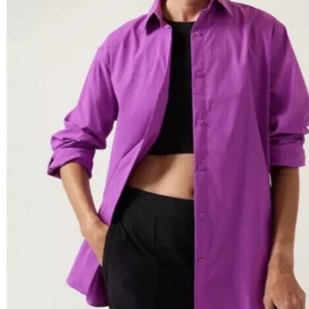 Athleta Oversized Poplin Top Purple